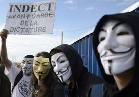 Marseille, jeden z mnoha protestů proti INDECT.
