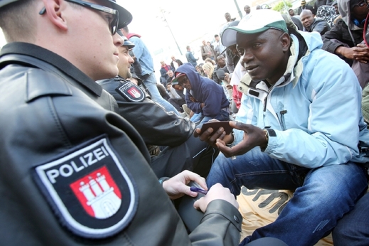 Protest ilegálů z Afriky v Hamburku.