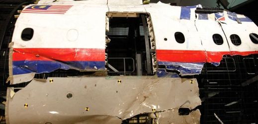 Trosky sestřeleného letadla MH17.