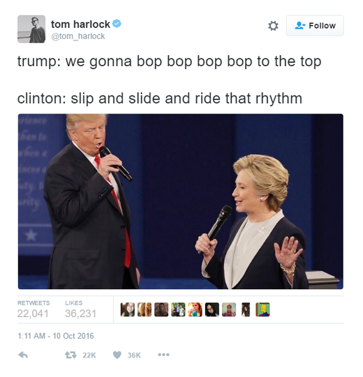 Téměř až hudební projev Hillary Clintonové a Donalda Trumpa inspiroval twitter.