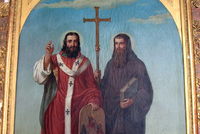 Svatý Cyril a Metoděj, obraz od Josefa Zeleného v Rajhradském klášteře.
