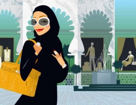 Muslimka na nákupech (ilustrace).