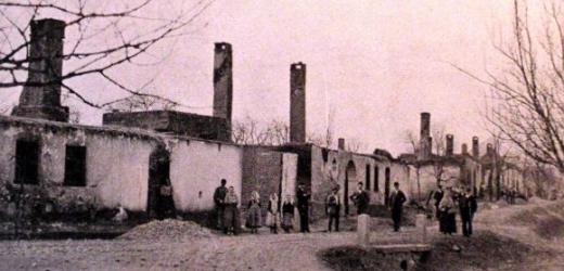 Ohněm zničený Suchdol, březen 1910.