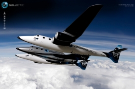 Letoun Eve se zavěšeným raketoplánem SpaceShipTwo.