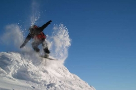 Snowboard na Kamčatce.