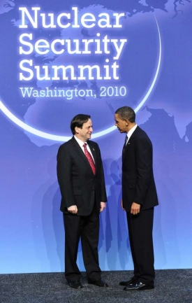 Obama a náměstek izraelského premiéra Meridor ve Washingtonu.