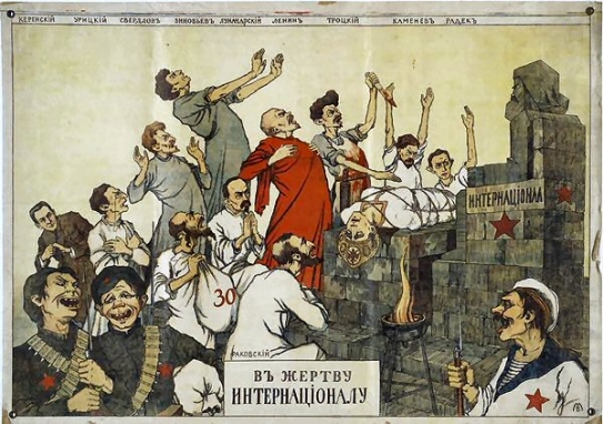 Ruská revoluce a Lenin. Karikatura neznámého autora z roku 1919.
