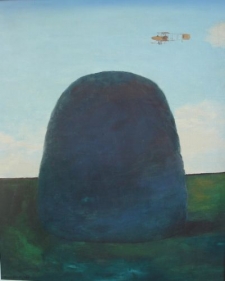 Kupka sena a aeroplán, olej, plátno, 1973