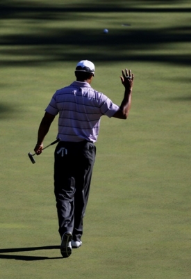 Tiger Woods na dubnovém Masters v Augustě.