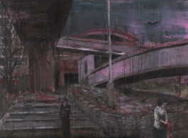 Sídlištní prostředí je u obrazů Josefa Bolfa běžné.