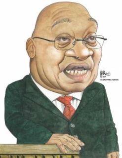 Prezident a obřezaný polygamista Zuma má paroží.