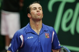 Radek Štěpánek během utkání Davisova poháru.
