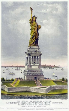 Kresba sochy Svobody z roku 1885.