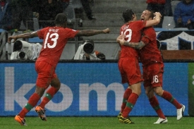 Radující se fotbalisté Portugalska.