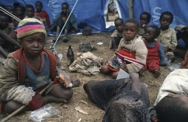 Uprchlické tábor ve Rwandě.