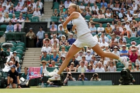 Petra Kvitová v semifinále Wimbledonu.