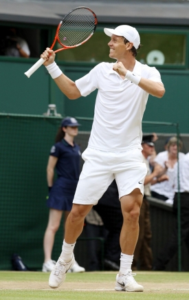 Radost Tomáše Berdycha po vítězném semifinále.