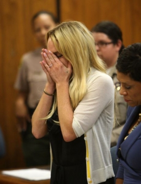 Lindsay Lohanová po vynesení rozsudku.