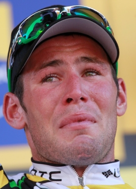 Plačící Mark Cavendish po páté etapě Tour de France.