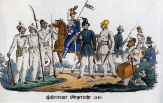 Heilbronnská domobrana z roku 1848.