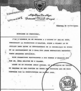 Údajné uranové dokumenty z Nigeru.