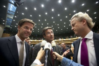 Možná velká koalice: (zleva) Rutte, Verhagen a Wilders.