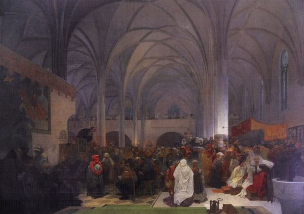 Kázání Mistra Jana Husa v kapli Betlémské (1412).