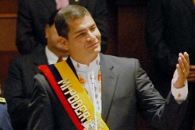 Rafael Correa při prezidentské inauguraci.