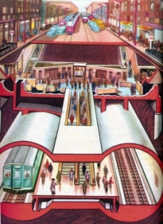 Pražské metro, představa z roku 1955.