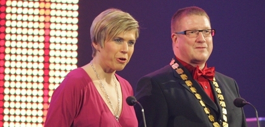 Kateřina Neumannová a Jiří Kittner na zahájení MS v únoru 2009.