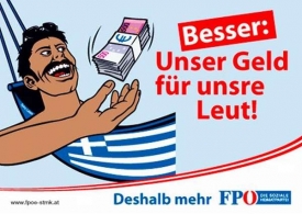 Volební plakát FPÖ proti řeckým 