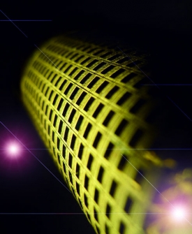 Síť křemíkových nanovláken - každý tmavý bod je citlivý na tlak.