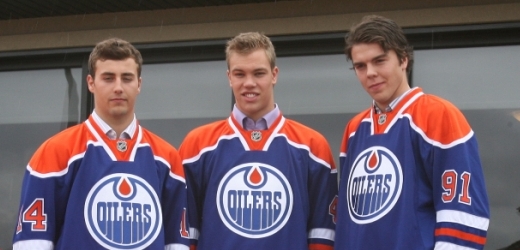 Naděje Edmontonu: Jordan Eberle, Taylor Hall a Magnus Pääjärvi (zleva).
