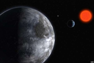 Život na planetách podobných Zemi? Grafika: hvězda Gliese 581.