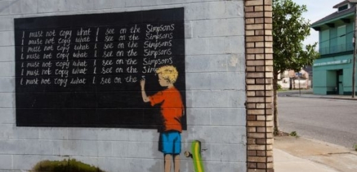 Banksy se Simpsonovými koketoval už dříve, na svém letošním graffiti, které nasprejoval na dům v New Orleansu.