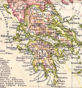 Zelená čára ohraničuje hranice Řecka v roce 1910. Janina, Soluň a další města dosud náležely k Turecku. 