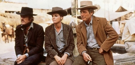 Robert Redford, Katharine Rossová a Paul Newman (zleva) ve slavném filmu Butch Cassidy a Sundance Kid.
