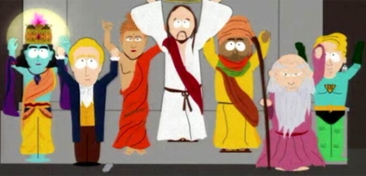 Tvůrcům seriálu South Park není nic svaté. Mohamed je třetí zprava, Ježíš Kristus je uprostřed.