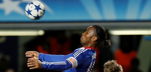 Didier Drogba z Chelsea v zápase se Spartakem Moskva.