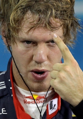 Sebastian Vettel po vítězství v kvalifikaci.