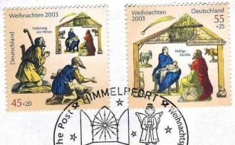 Příležitostné německé známky k vánočním svátkům.