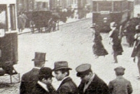 Křižovatka v centru Prahy v roce 1910. Snímek z časopisu Český svět. 