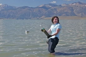 Felisa Wolfeová-Simonová při odběru vzorků v jezeře Mono.