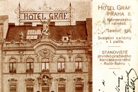 Hotel Gráf na Novém Městě. Tady byl 9. 12. 1910 zatčen Josef Novotný.