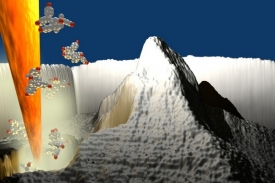 Kromě mapy světa fyzikové vytvořili i miniaturní model Matterhornu.