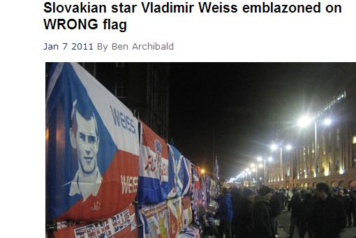 Podobizna Vladimíra Weisse na české vlajce. 