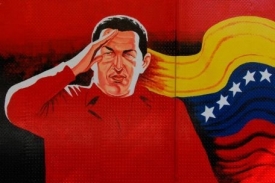 Jak správně vyobrazit prezidenta Cháveze? Přece v duchu socialistického realismu.