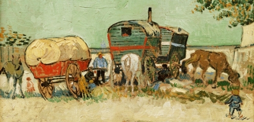 Cikánský tábor na obraze Vincenta van Gogha. 