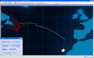 Georges Mougin s kolegy simulovali putování ledovce přes Atlantik ke Kanárským ostrovům.