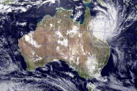 Cyklon u státu Queensland.